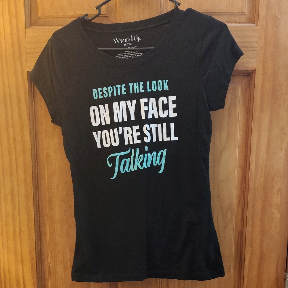 Wound Up Black Tee with Bold Statement
